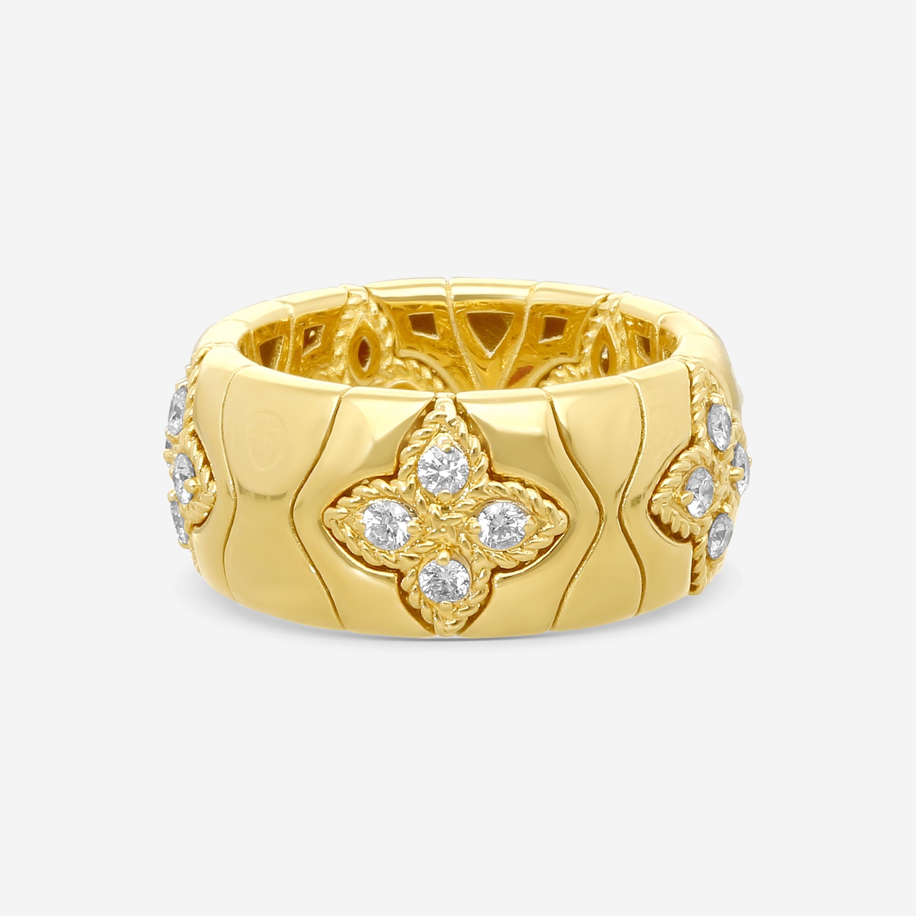 Roberto Coin Royal Princess Flower 18K Yellow Gold Diamond Ring Sz. 6.5 7772913A