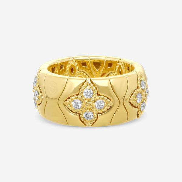 Roberto Coin Royal Princess Flower 18K Yellow Gold Diamond Ring Sz. 6.5 7772913A