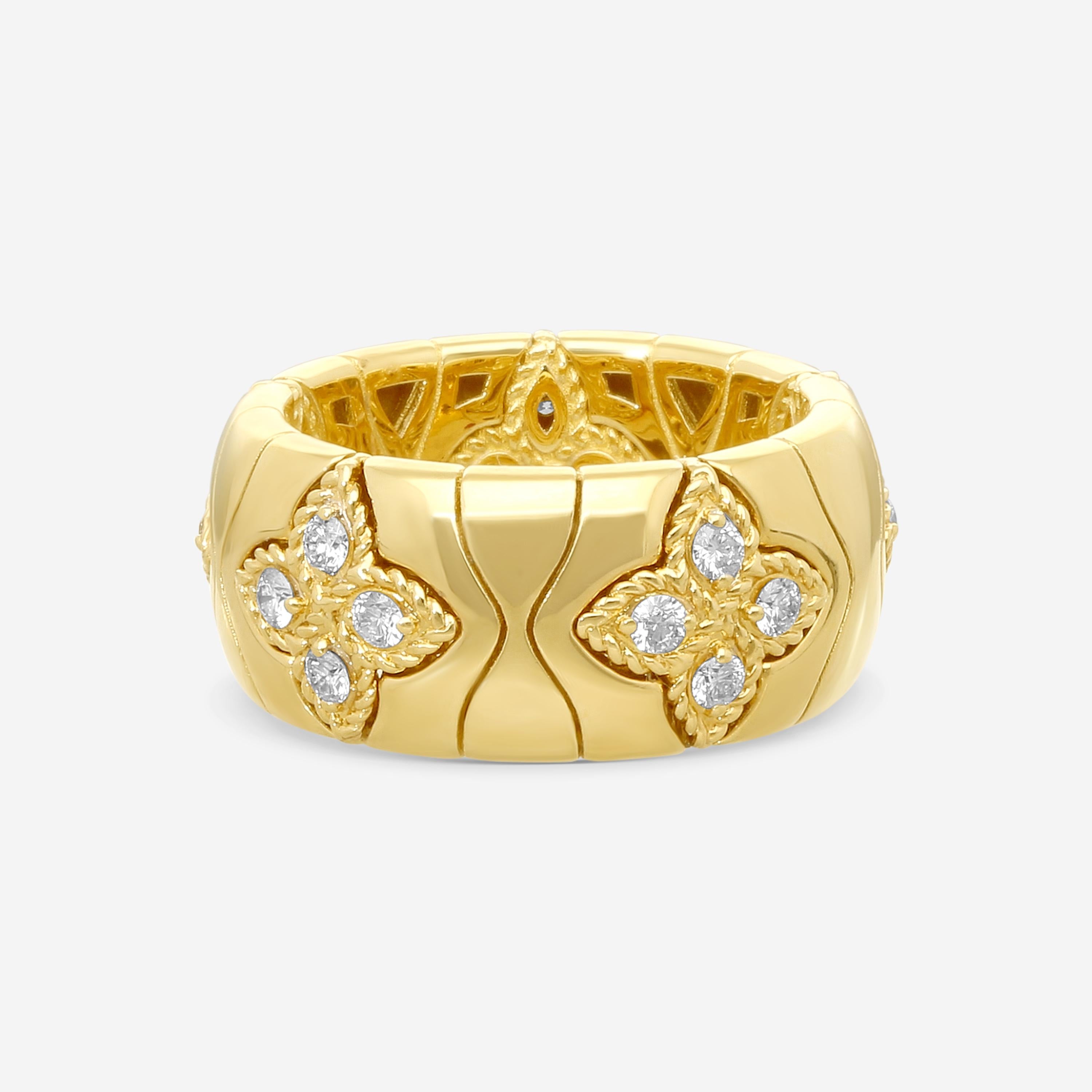Roberto Coin Royal Princess Flower 18K Yellow Gold Diamond Ring Sz. 6.5 7772913A