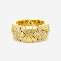 Roberto Coin Royal Princess Flower 18K Yellow Gold Diamond Ring Sz. 6.5 7772913A