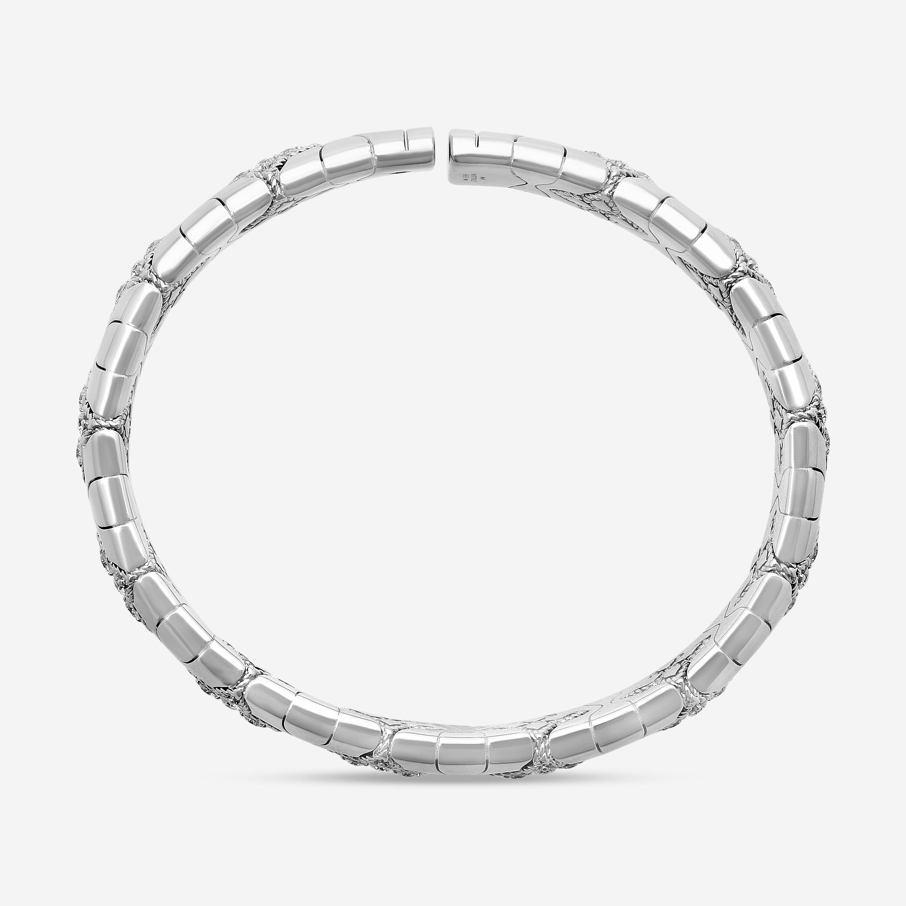Roberto Coin Royal Princess Flower 18K White Gold Diamond Bangle Bracelet 777291