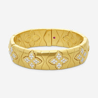 Roberto Coin Royal Princess Flower 18K Yellow Gold Diamond Bangle Bracelet 77729