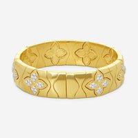 Roberto Coin Royal Princess Flower 18K Yellow Gold Diamond Bangle Bracelet 77729