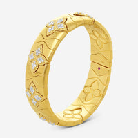 Roberto Coin Royal Princess Flower 18K Yellow Gold Diamond Bangle Bracelet 77729