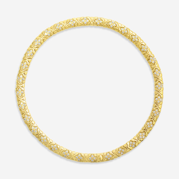Roberto Coin Royal Princess Flower 18K Yellow Gold Diamond Choker Necklace 77729