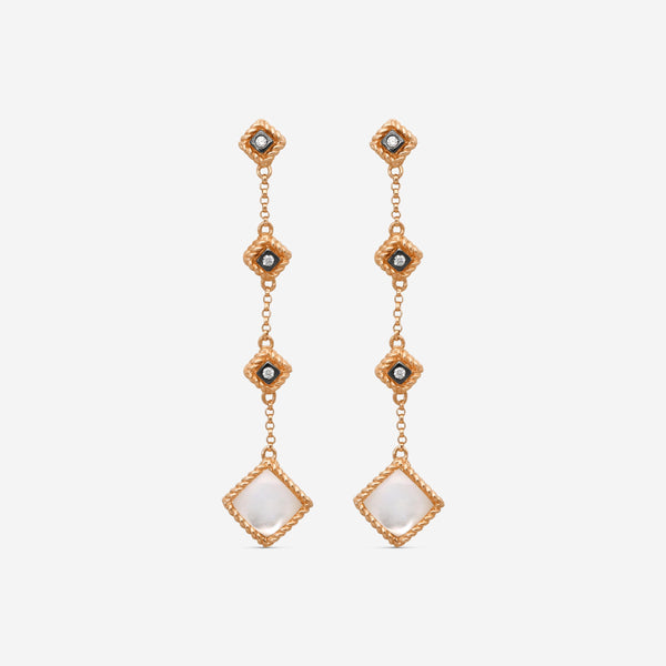 Roberto Coin Palazzo Ducale 18K Rose Gold Diamond & MOP Drop Earrings 7773020AXE