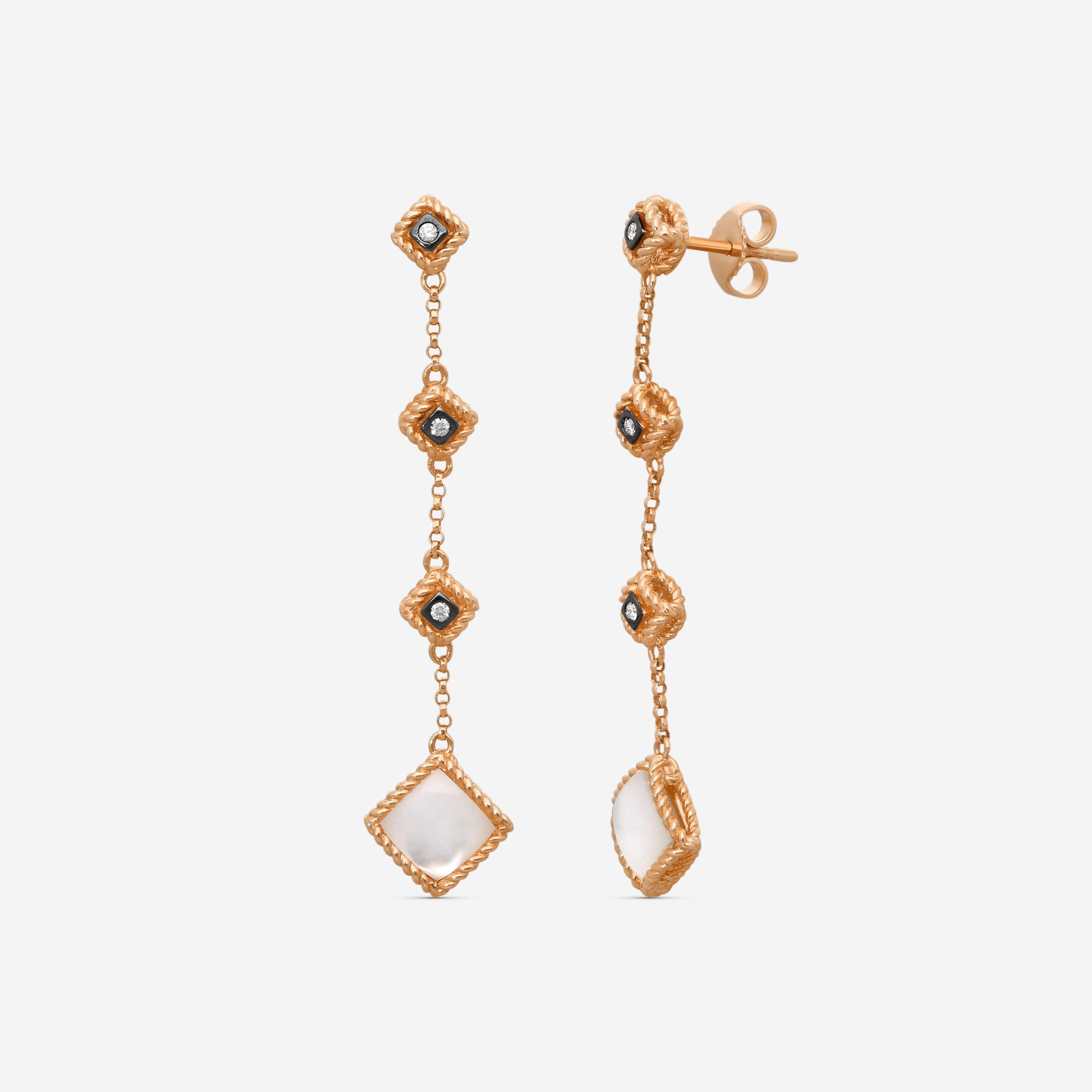 Roberto Coin Palazzo Ducale 18K Rose Gold Diamond & MOP Drop Earrings 7773020AXE