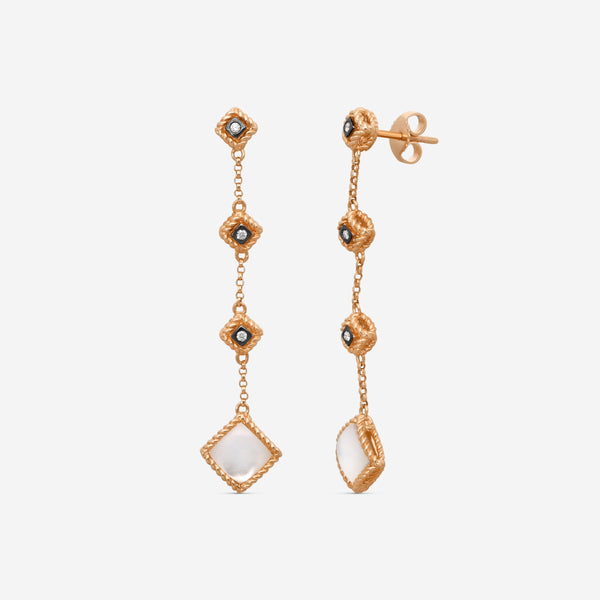 Roberto Coin Palazzo Ducale 18K Rose Gold Diamond & MOP Drop Earrings 7773020AXE