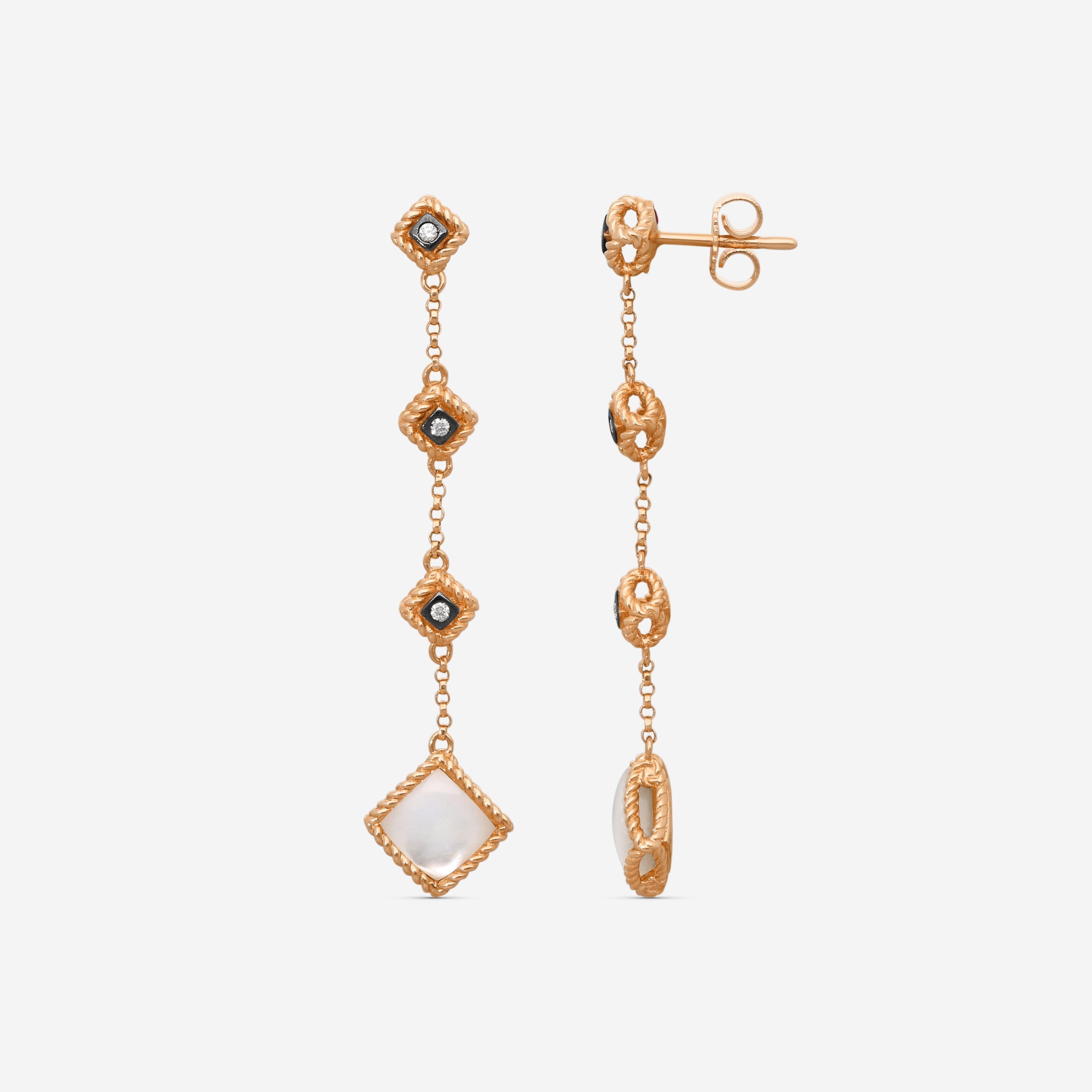 Roberto Coin Palazzo Ducale 18K Rose Gold Diamond & MOP Drop Earrings 7773020AXE