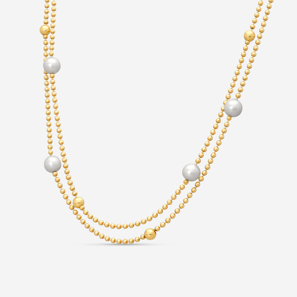 Roberto Coin 18K Yellow Gold White Pearl Station Necklace 7773113AY36OP - THE SOLIST