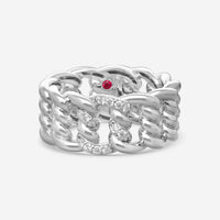 Roberto Coin Cialoma Twisted Link 18K White Gold Diamond Band Ring Sz. 7 7773242