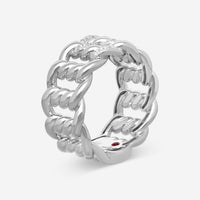 Roberto Coin Cialoma Twisted Link 18K White Gold Diamond Band Ring Sz. 7 7773242