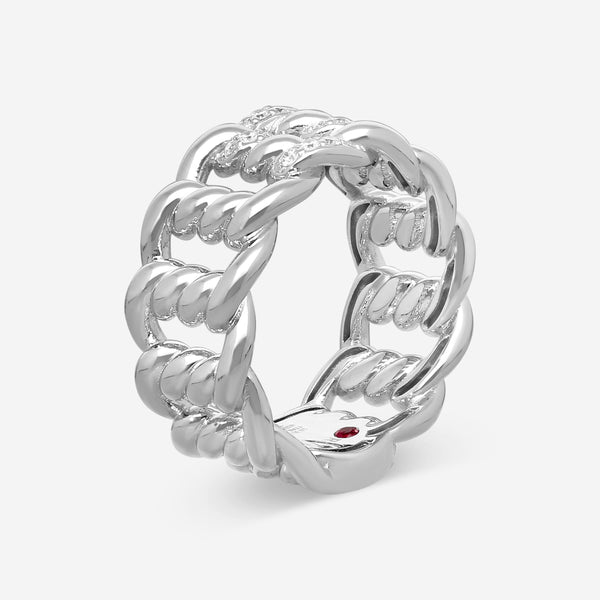 Roberto Coin Cialoma Twisted Link 18K White Gold Diamond Band Ring Sz. 7 7773242