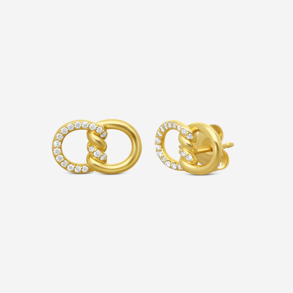 Roberto Coin Cialoma 18K Yellow Gold Diamond 2-Link Stud Earrings 7773242AYERX