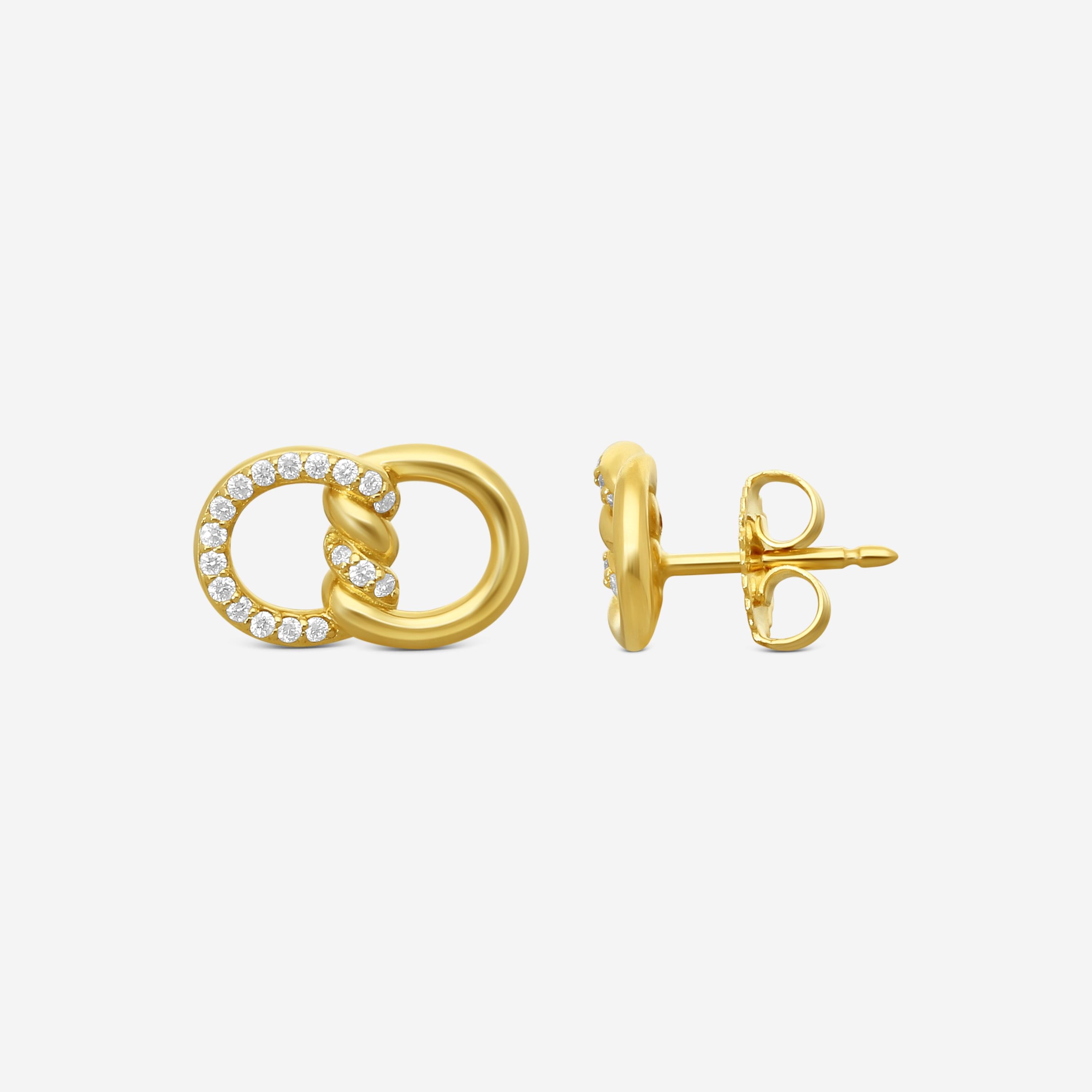Roberto Coin Cialoma 18K Yellow Gold Diamond 2-Link Stud Earrings 7773242AYERX