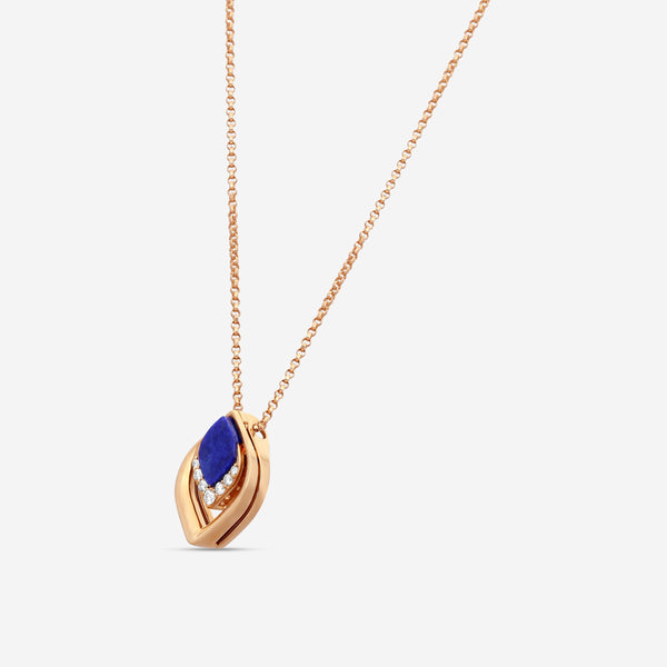 Roberto Coin Petal 18K Rose Gold Lapis & Diamond Pendant Necklace 7773267AX17XL