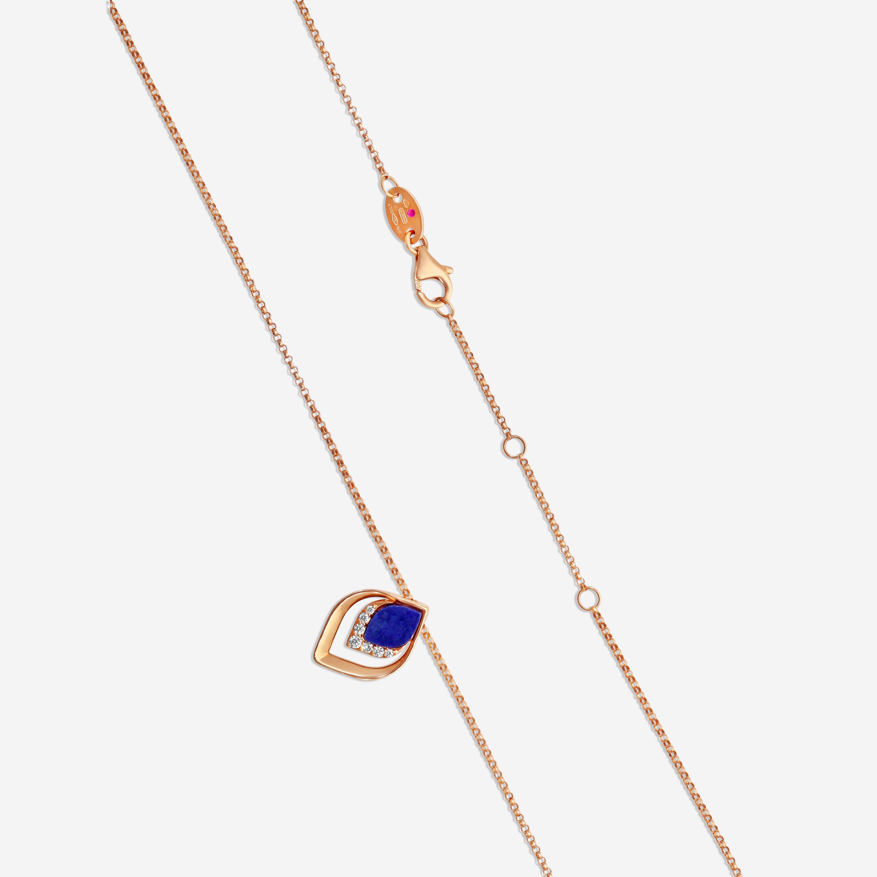 Roberto Coin Petal 18K Rose Gold Lapis & Diamond Pendant Necklace 7773267AX17XL