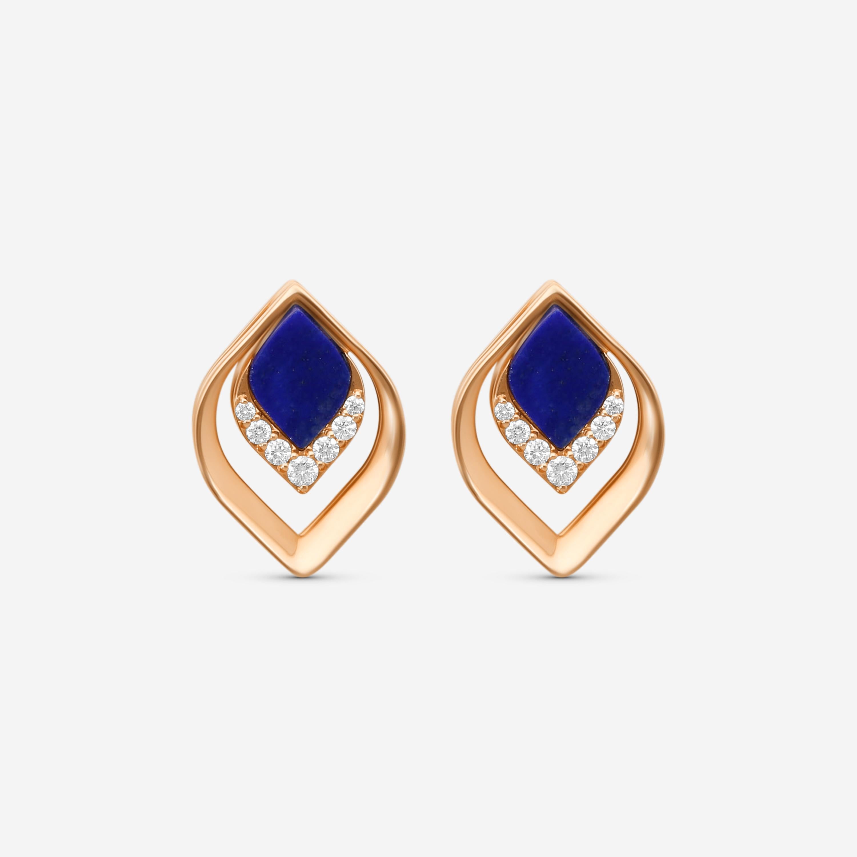 Roberto Coin Petal 18K Rose Gold Diamond & Lapis Stud Earrings 7773267AXERXL