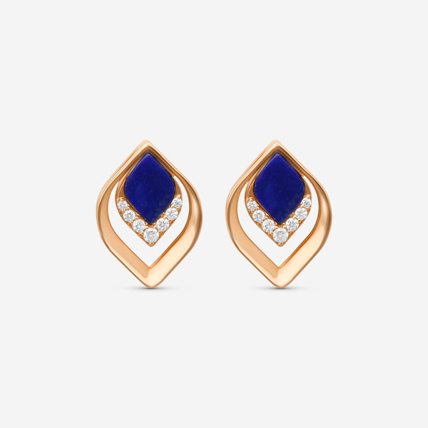 Roberto Coin Petal 18K Rose Gold Diamond & Lapis Stud Earrings 7773267AXERXL