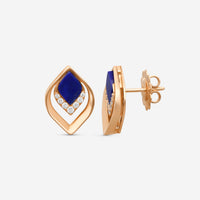 Roberto Coin Petal 18K Rose Gold Diamond & Lapis Stud Earrings 7773267AXERXL