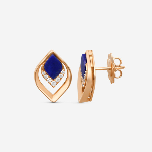 Roberto Coin Petal 18K Rose Gold Diamond & Lapis Stud Earrings 7773267AXERXL