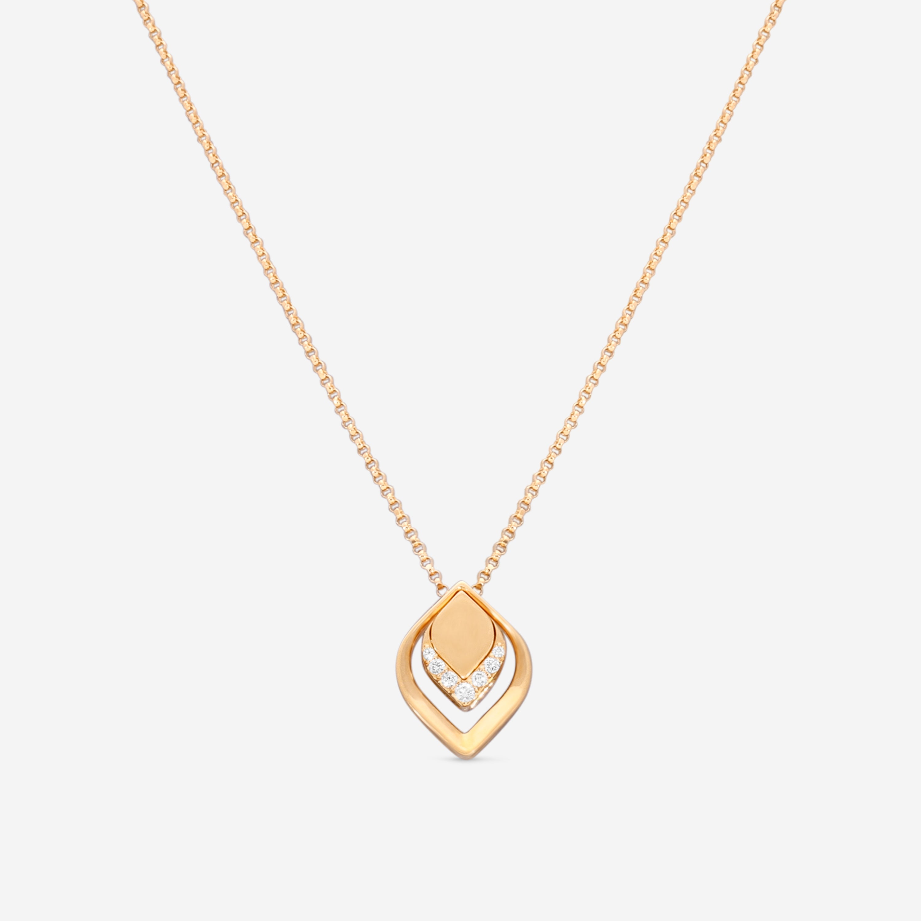 Roberto Coin Petals 18K Rose Gold Diamond Pendant Necklace 7773270AX17X