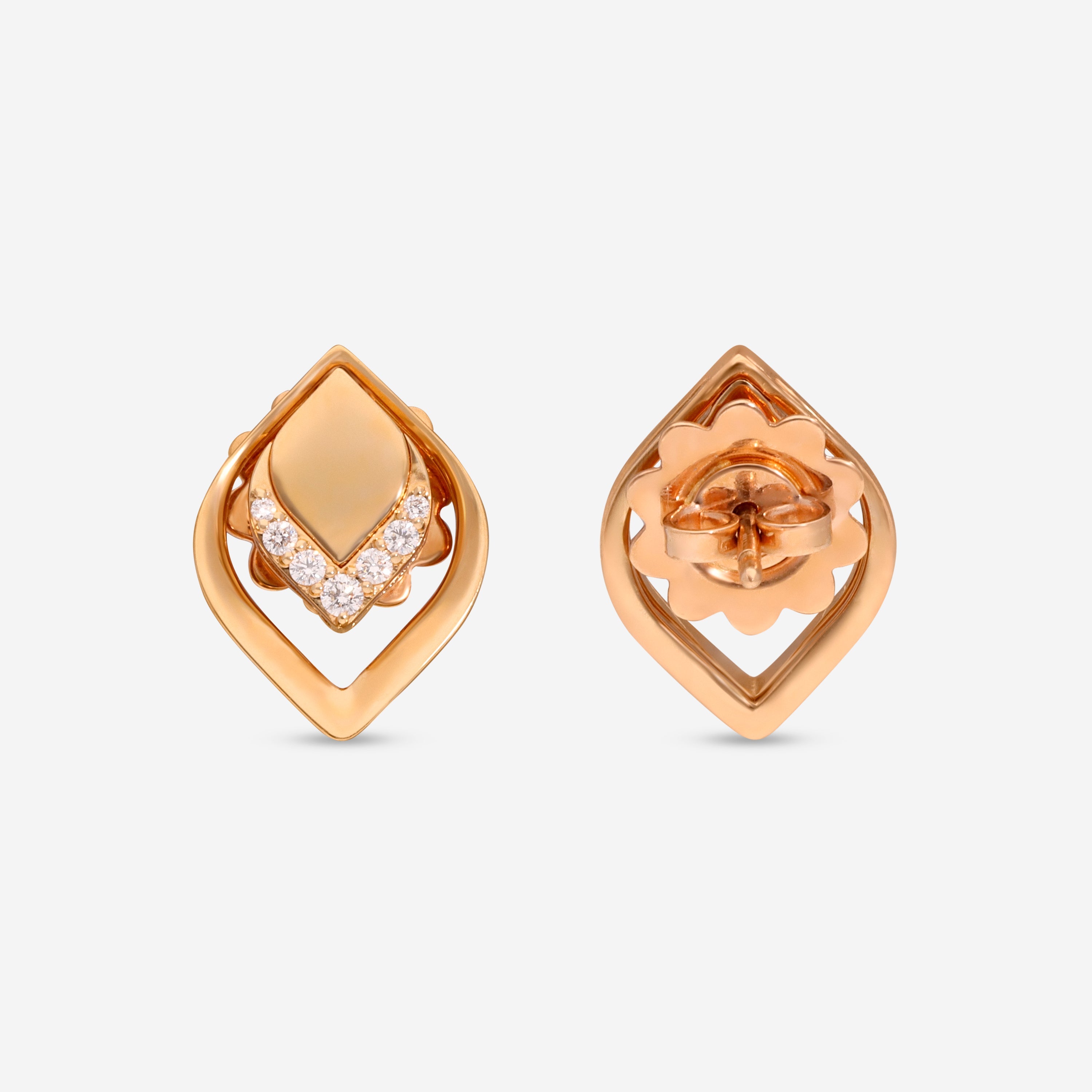 Roberto Coin Petal 18K Rose Gold Diamond Stud Earrings 7773270AXERX - THE SOLIST