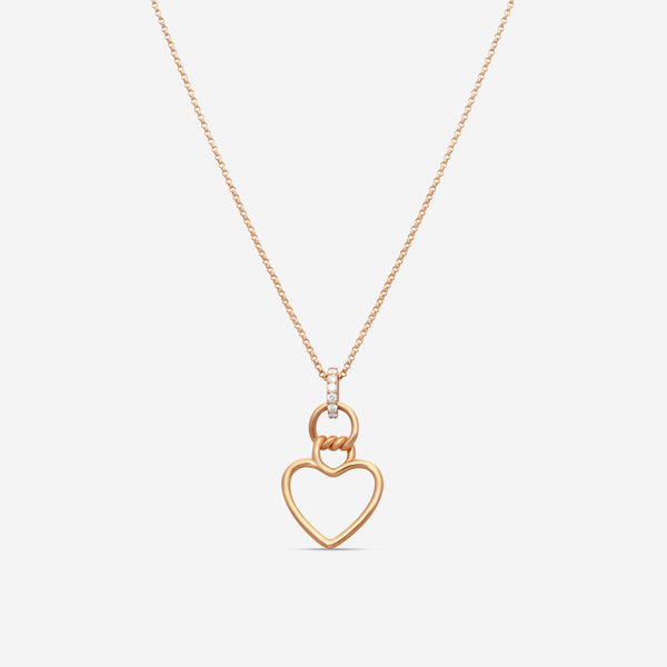 Roberto Coin Cialoma 18K Rose Gold Diamond Small Heart Necklace 7773504AXCHX
