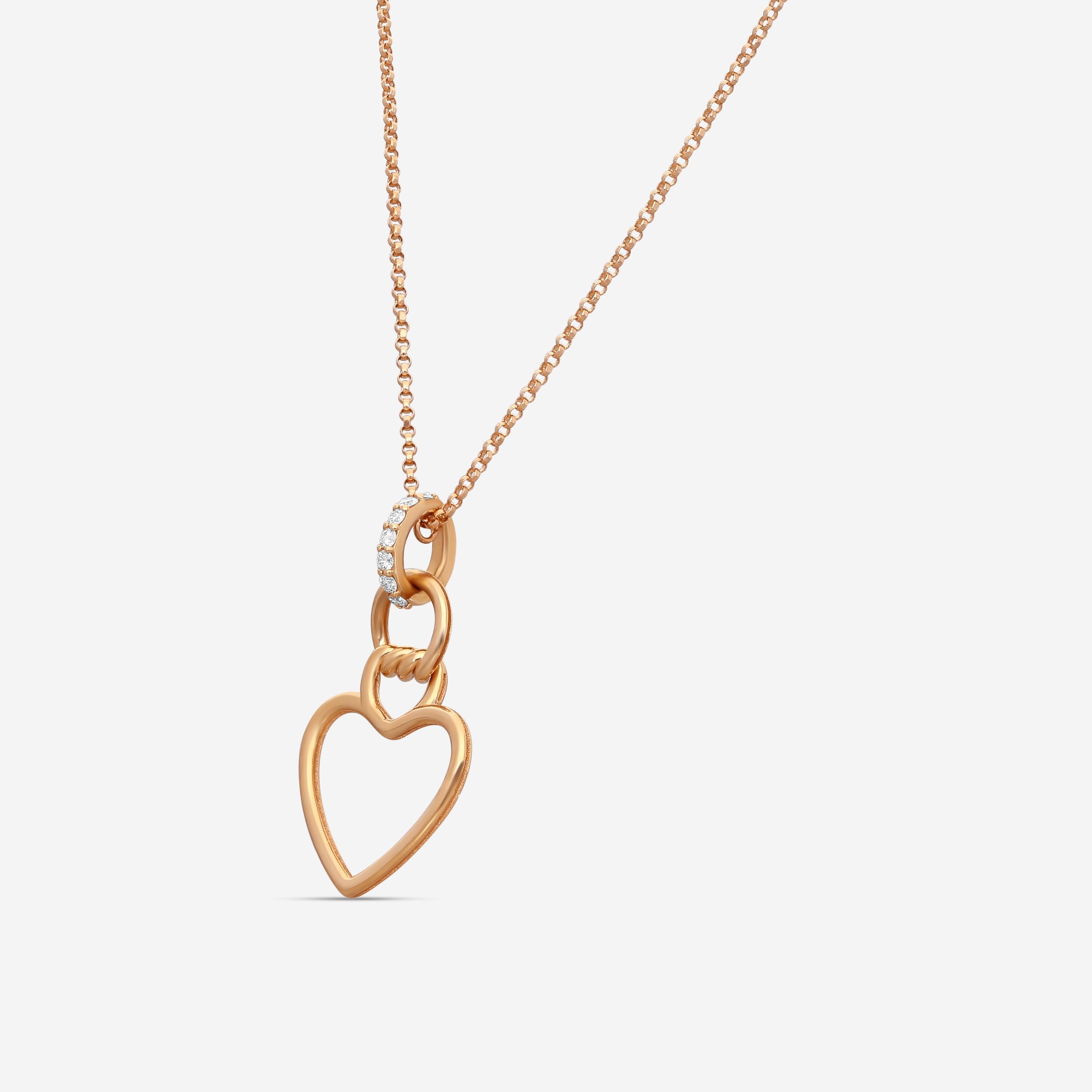 Roberto Coin Cialoma 18K Rose Gold Diamond Small Heart Necklace 7773504AXCHX