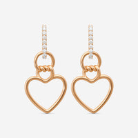 Roberto Coin Cialoma 18K Rose Gold Diamond Heart Drop Earrings 7773504AXERX