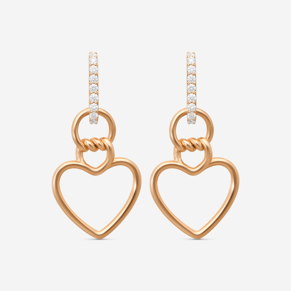 Roberto Coin Cialoma 18K Rose Gold Diamond Heart Drop Earrings 7773504AXERX