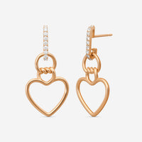 Roberto Coin Cialoma 18K Rose Gold Diamond Heart Drop Earrings 7773504AXERX