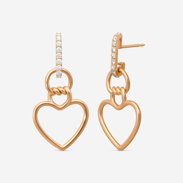 Roberto Coin Cialoma 18K Rose Gold Diamond Heart Drop Earrings 7773504AXERX