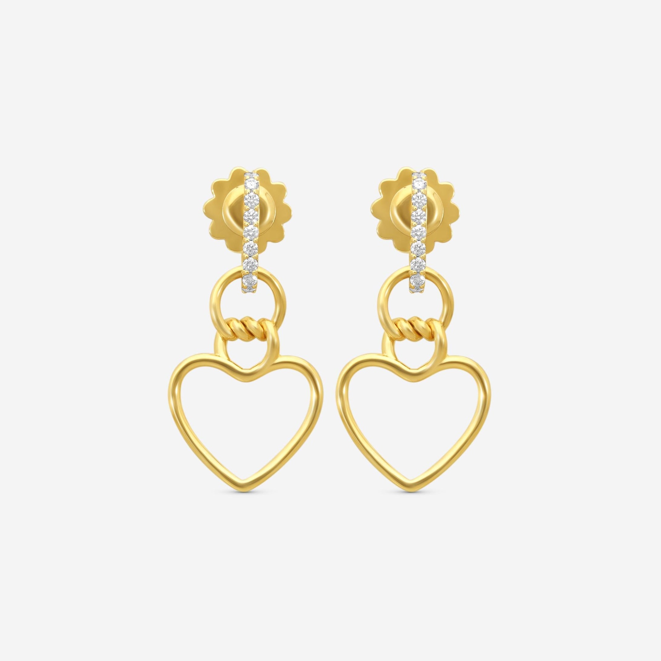 Roberto Coin Cialoma Heart 18K Yellow Gold Diamond Drop Earrings 7773504AYERX