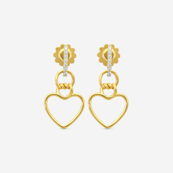 Roberto Coin Cialoma Heart 18K Yellow Gold Diamond Drop Earrings 7773504AYERX