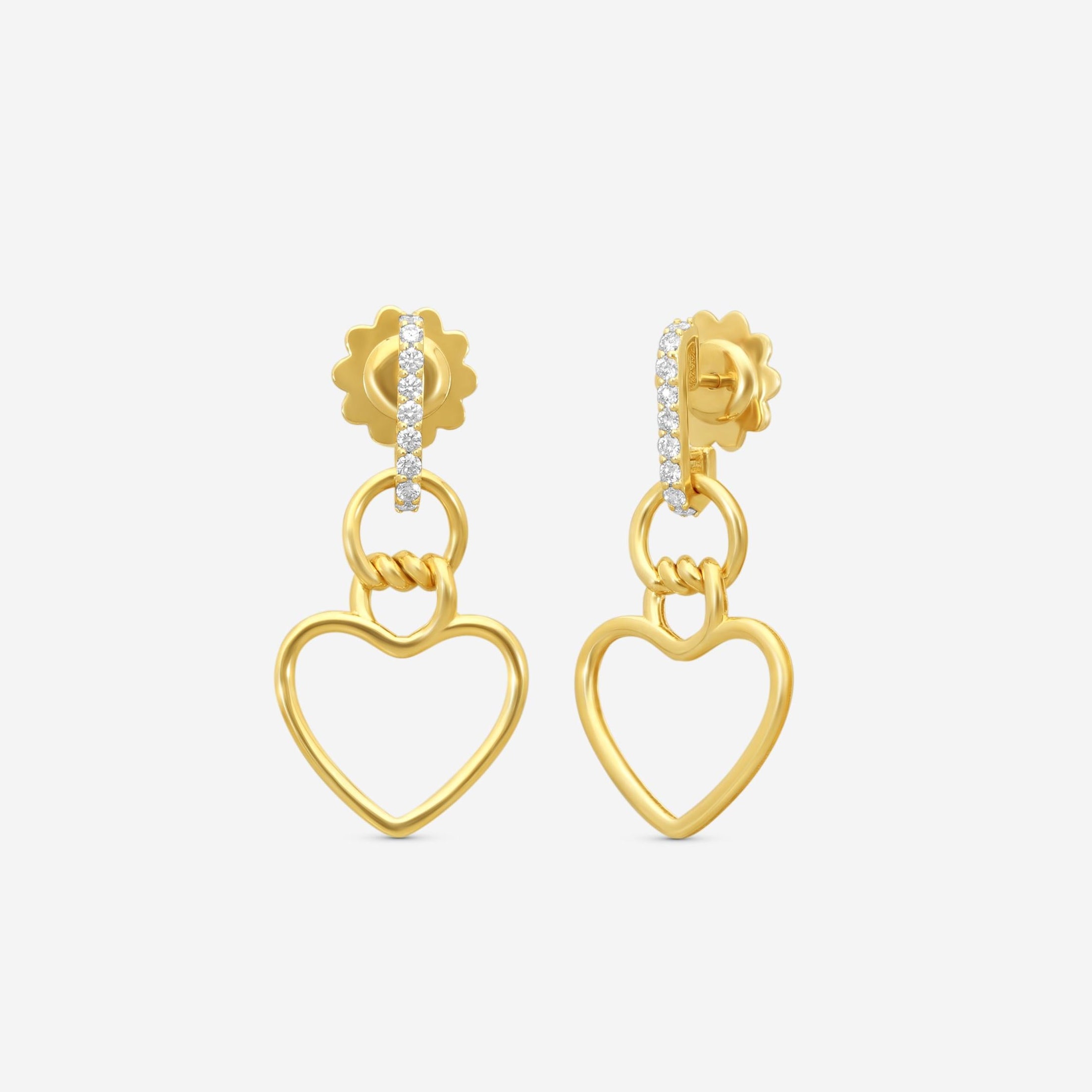 Roberto Coin Cialoma Heart 18K Yellow Gold Diamond Drop Earrings 7773504AYERX