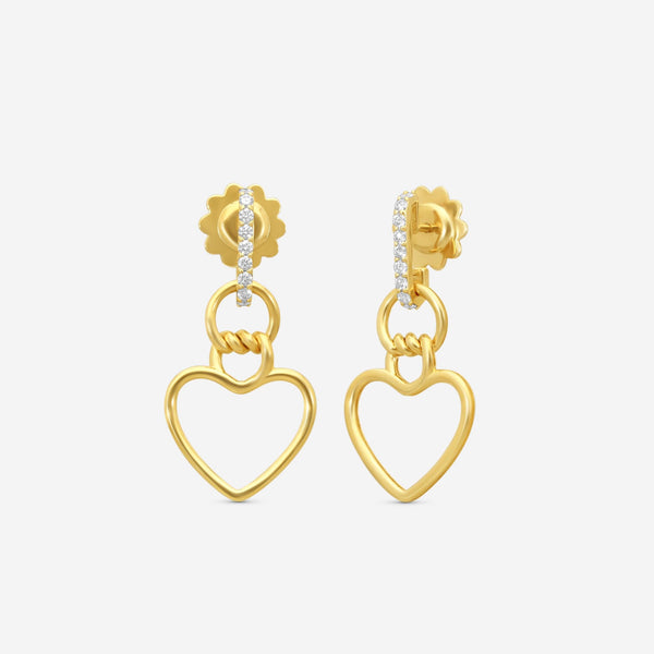 Roberto Coin Cialoma Heart 18K Yellow Gold Diamond Drop Earrings 7773504AYERX