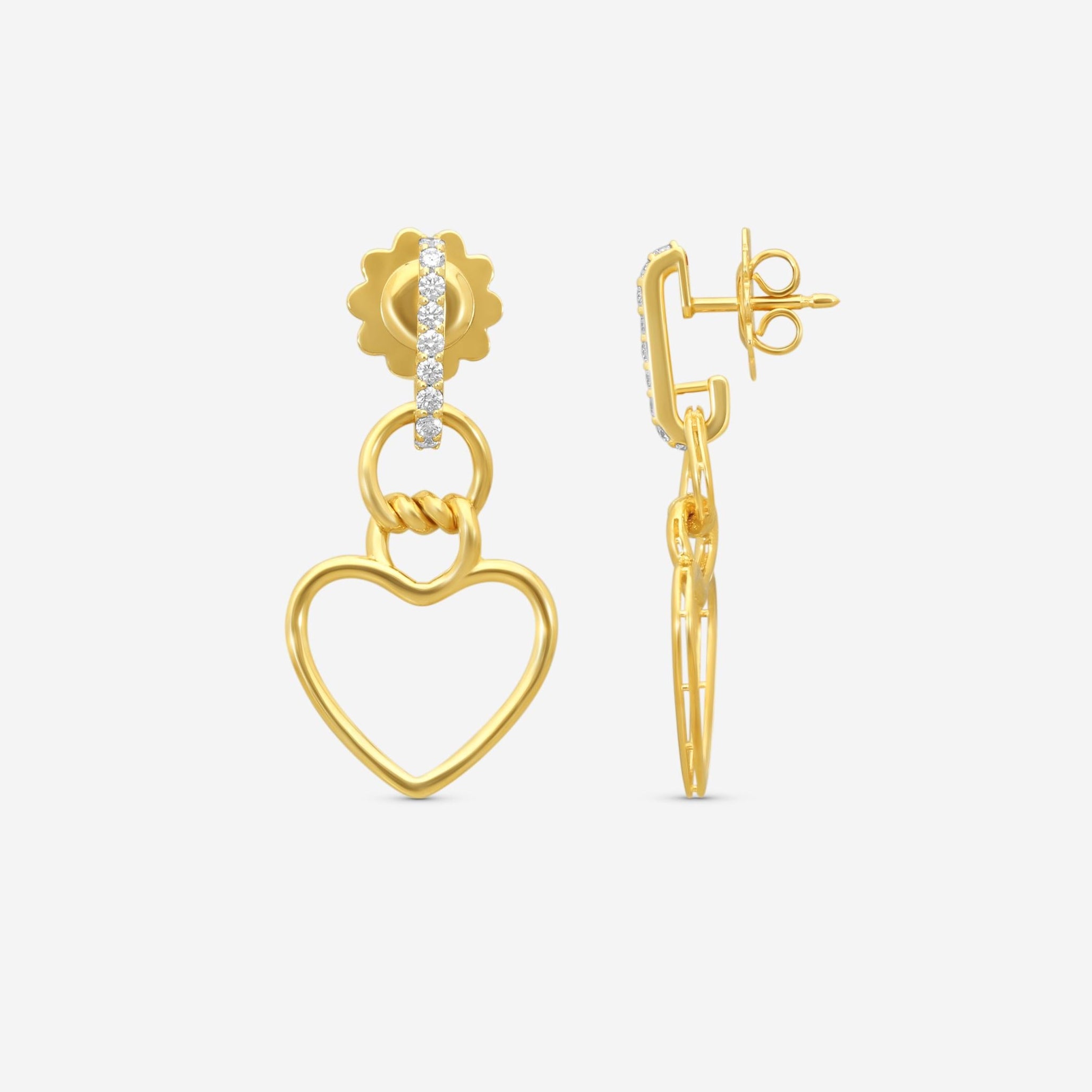 Roberto Coin Cialoma Heart 18K Yellow Gold Diamond Drop Earrings 7773504AYERX