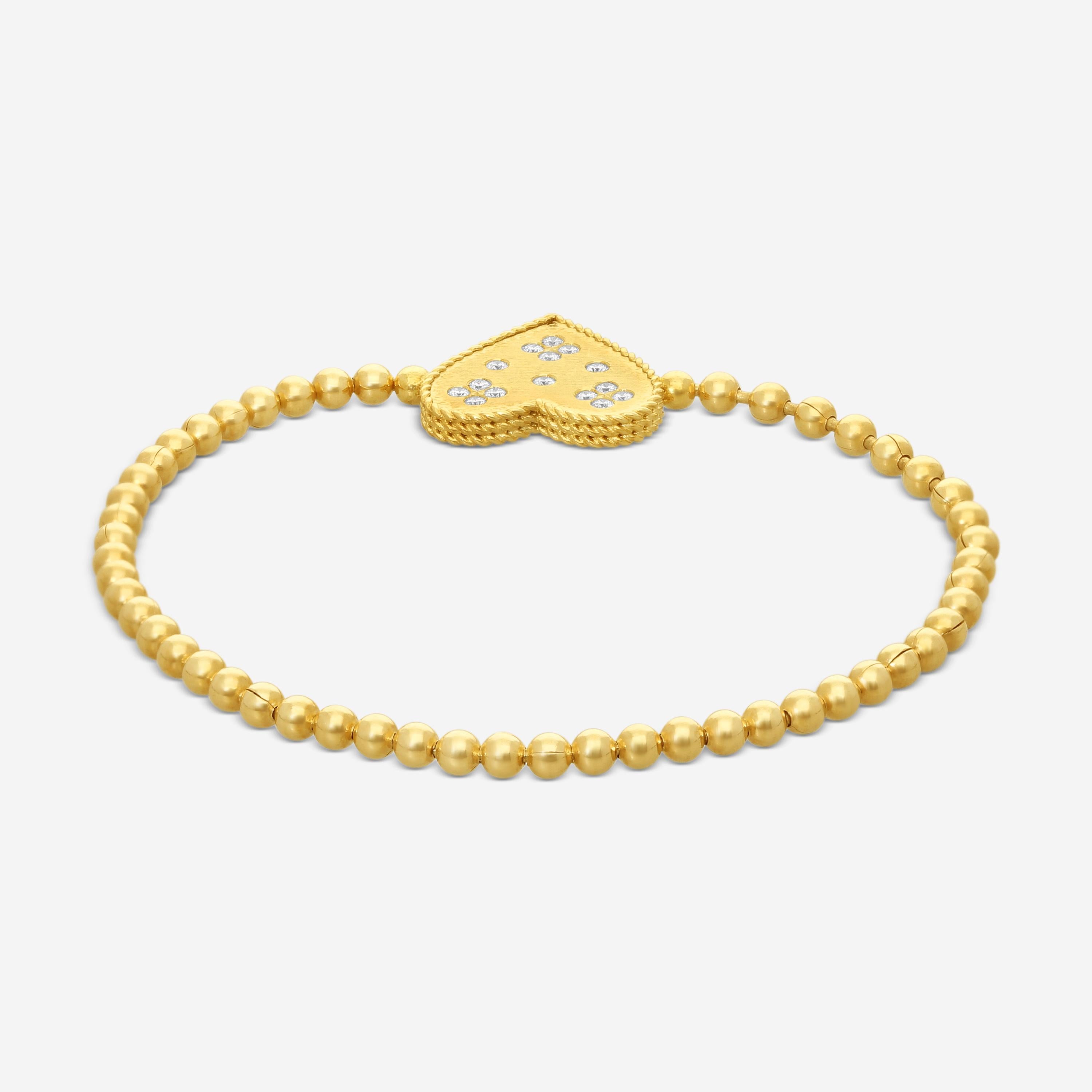 Roberto Coin Venetian Princess 18K Yellow Gold Heart Diamond Bracelet 7773627AY
