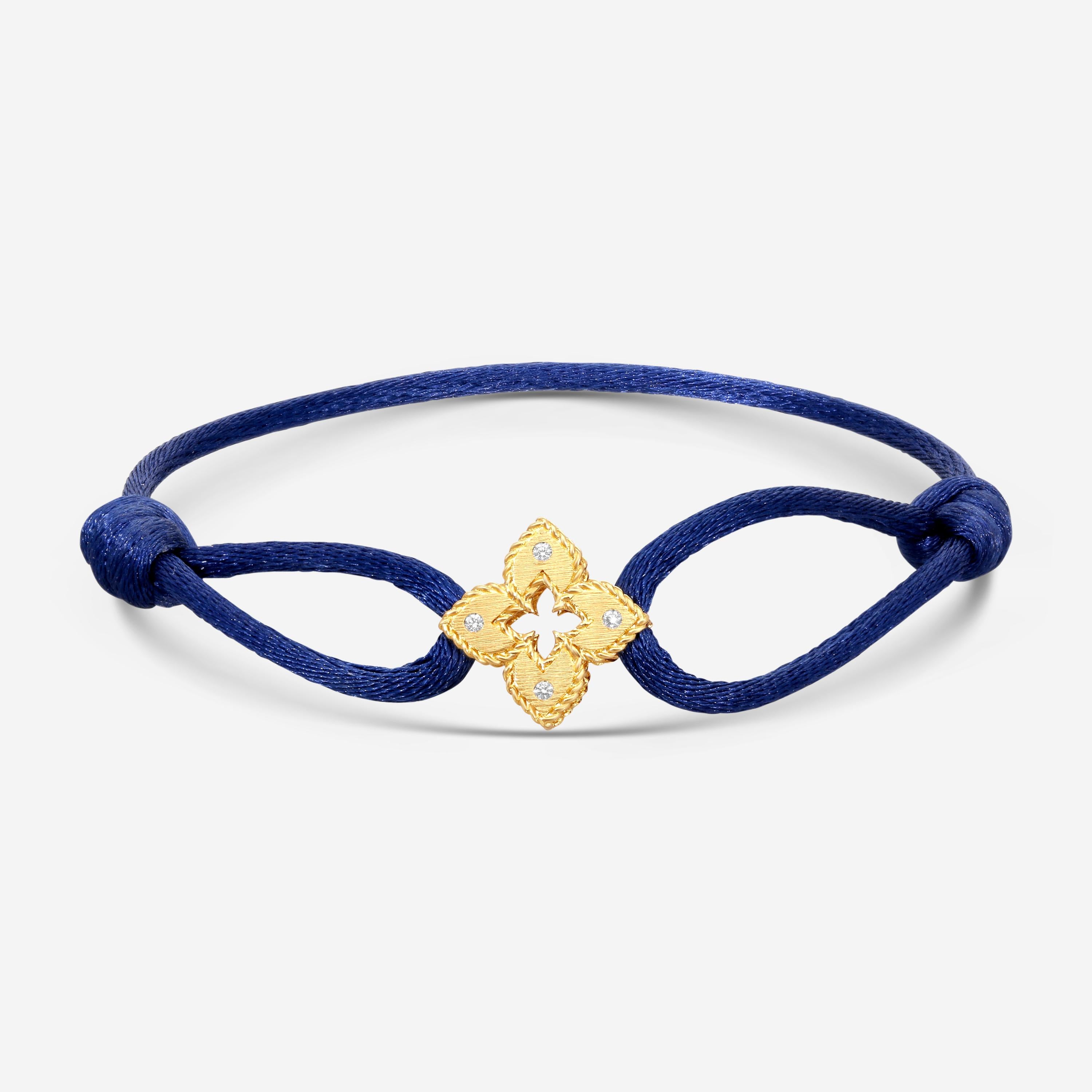 Roberto Coin Venetian Princess 18K Yellow Gold & Blue Silk Diamond Bracelet 7773