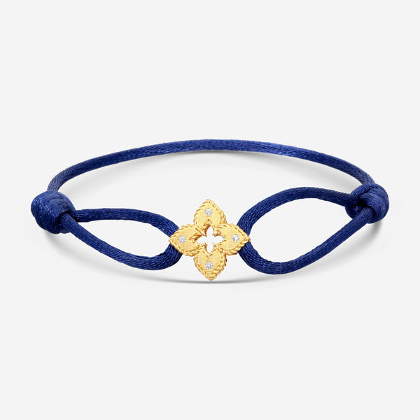 Roberto Coin Venetian Princess 18K Yellow Gold & Blue Silk Diamond Bracelet 7773