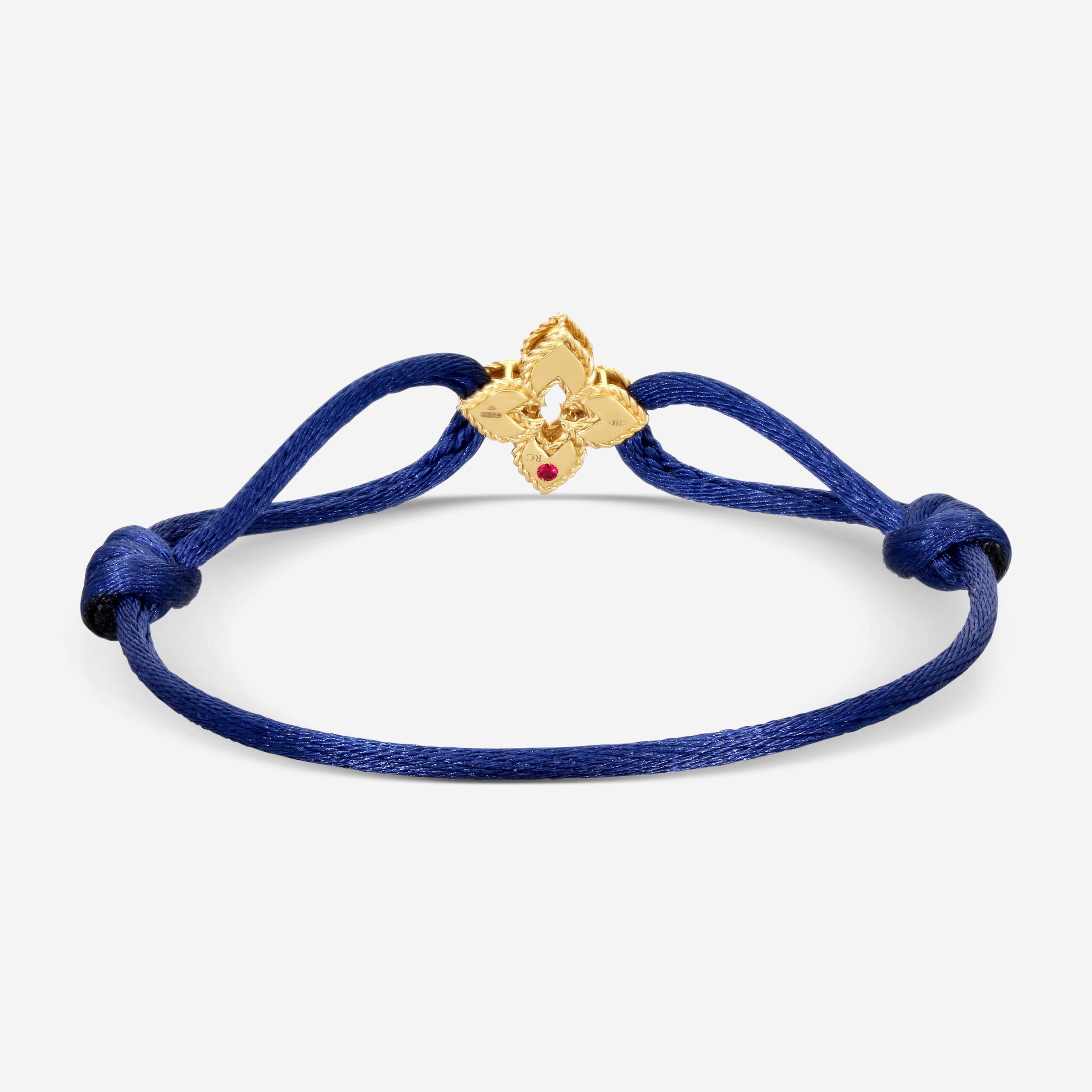 Roberto Coin Venetian Princess 18K Yellow Gold & Blue Silk Diamond Bracelet 7773