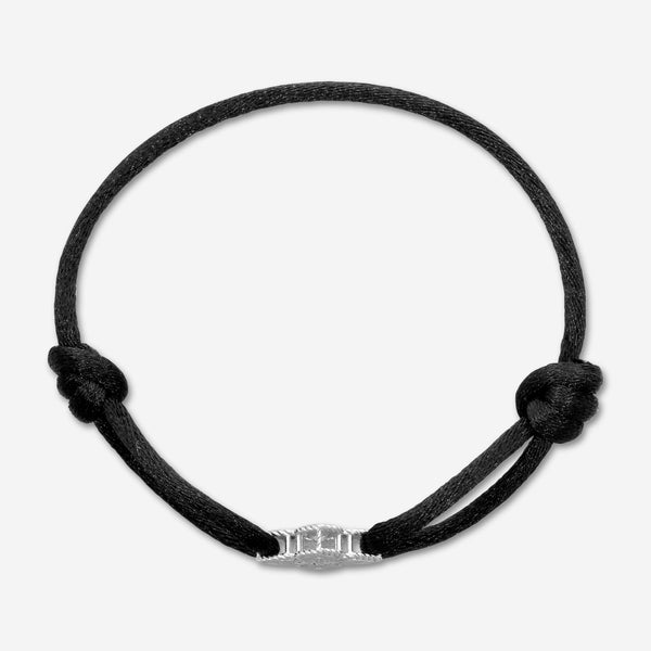 Roberto Coin Venetian Princess 18K White Gold & Black Silk Diamond Bracelet 7773
