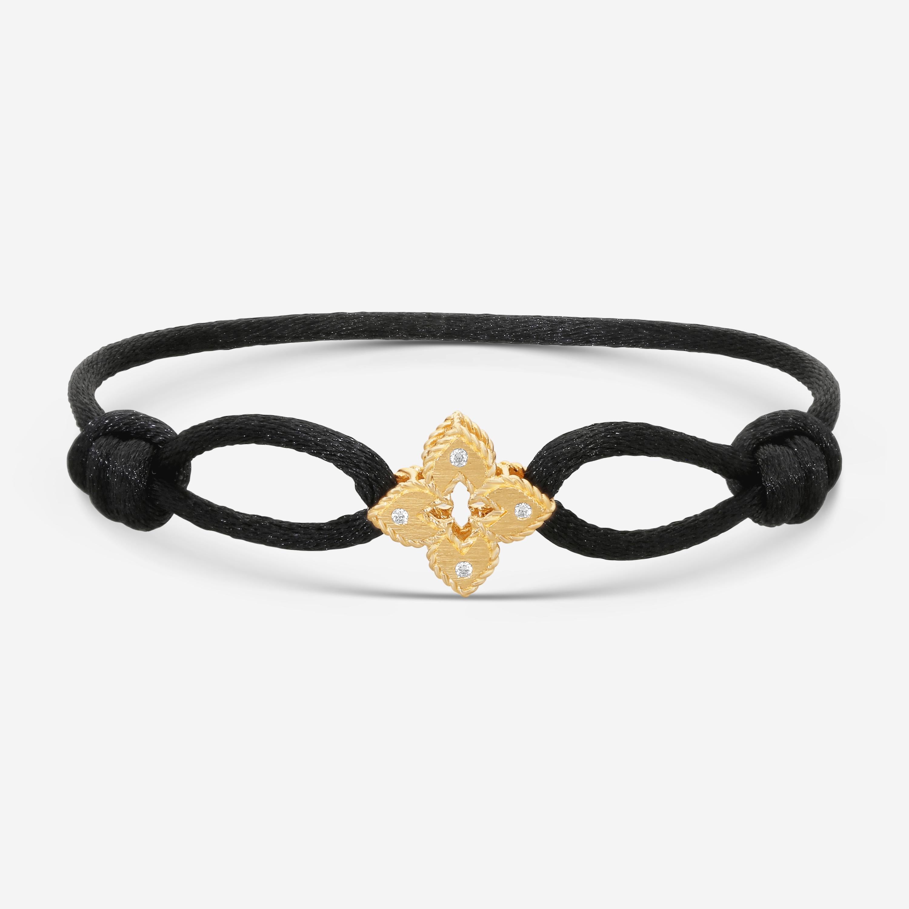 Roberto Coin Venetian Princess 18K Rose Gold & Black Silk Diamond Bracelet 77737