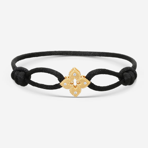 Roberto Coin Venetian Princess 18K Rose Gold & Black Silk Diamond Bracelet 77737