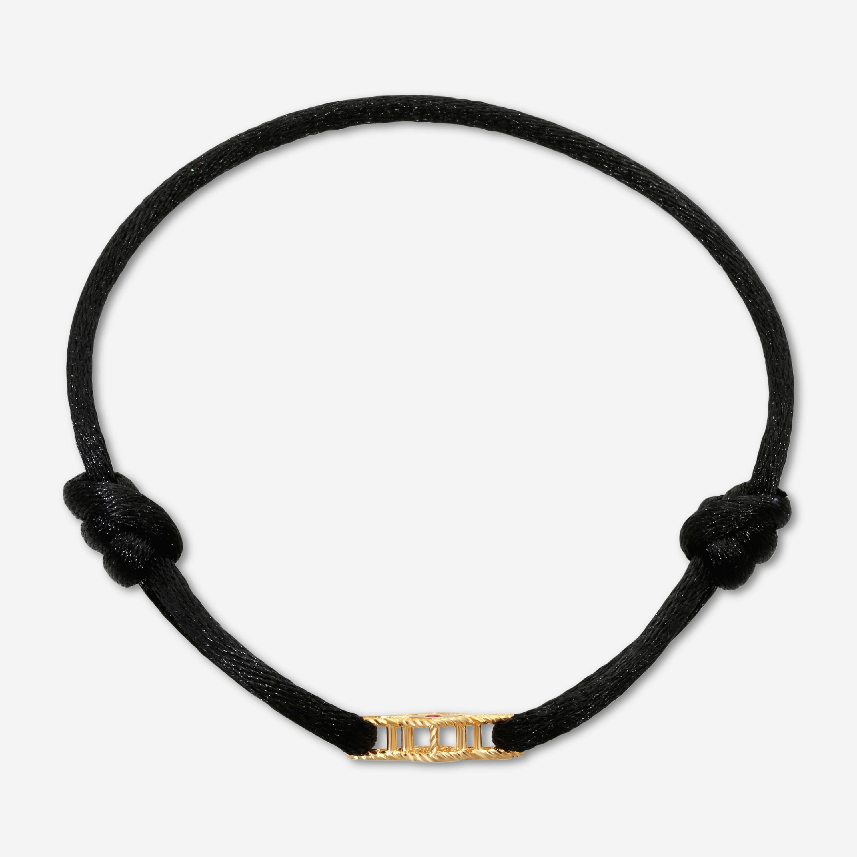 Roberto Coin Venetian Princess 18K Rose Gold & Black Silk Diamond Bracelet 77737