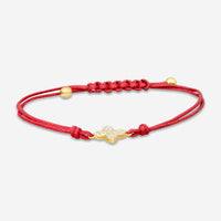 Roberto Coin Princess 18K Yellow Gold Diamond Red Silk Cord Bracelet 7773762AYLB