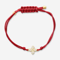 Roberto Coin Princess 18K Yellow Gold Diamond Red Silk Cord Bracelet 7773762AYLB