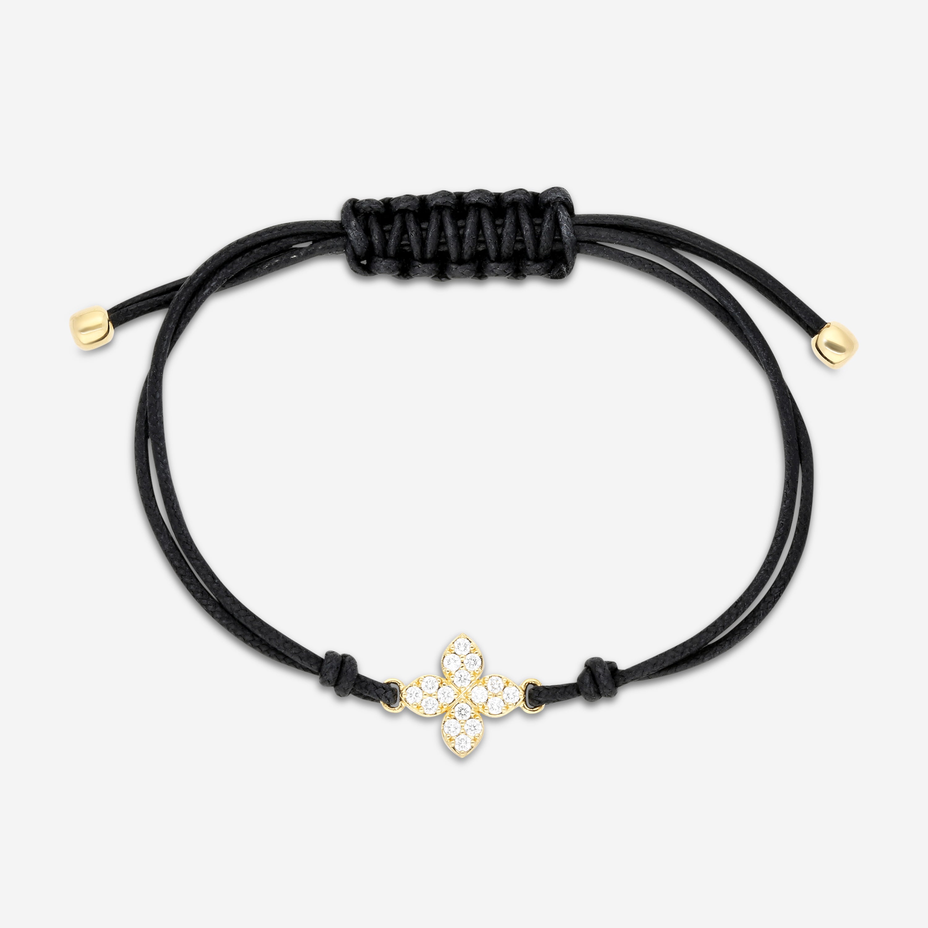 Roberto Coin 18K Yellow Gold & Black Silk Cotton Diamond Cord Bracelet 7773763AYLBX - THE SOLIST
