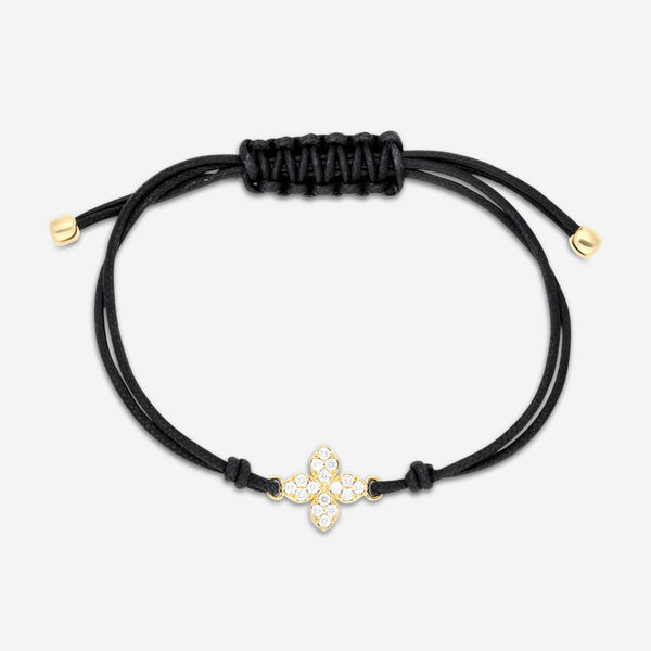Roberto Coin 18K Yellow Gold & Black Silk Cotton Diamond Cord Bracelet 7773763AYLBX - THE SOLIST